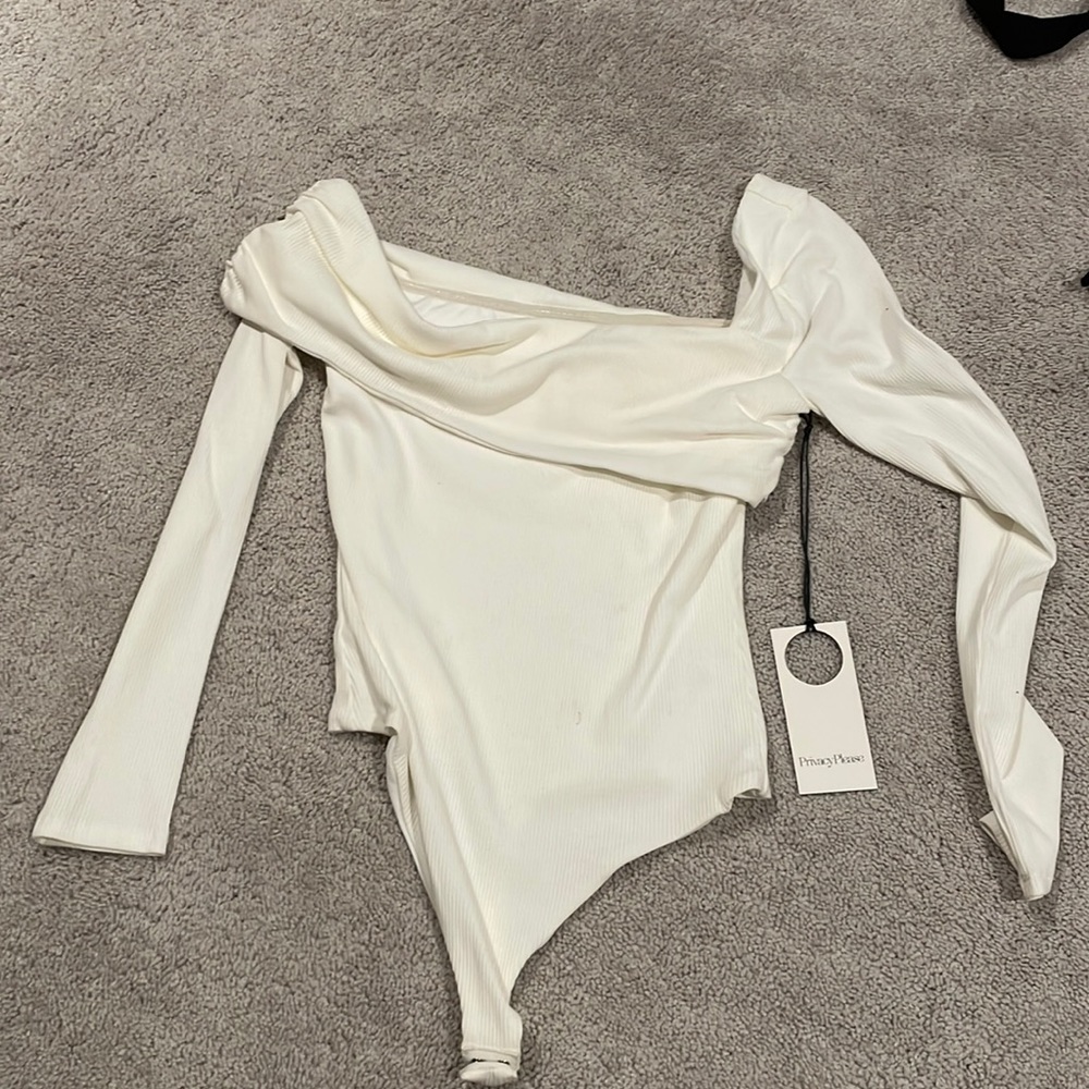 Off shoulder white bodysuit